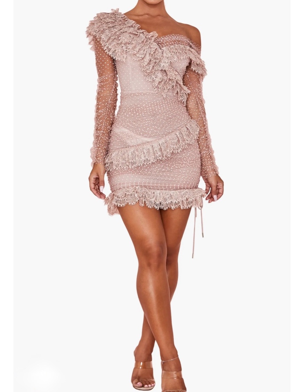 Sorrel Tulle Asymmetric Minidress